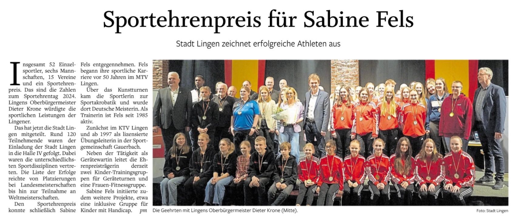 Sportehrenpreis für Sabine Fels